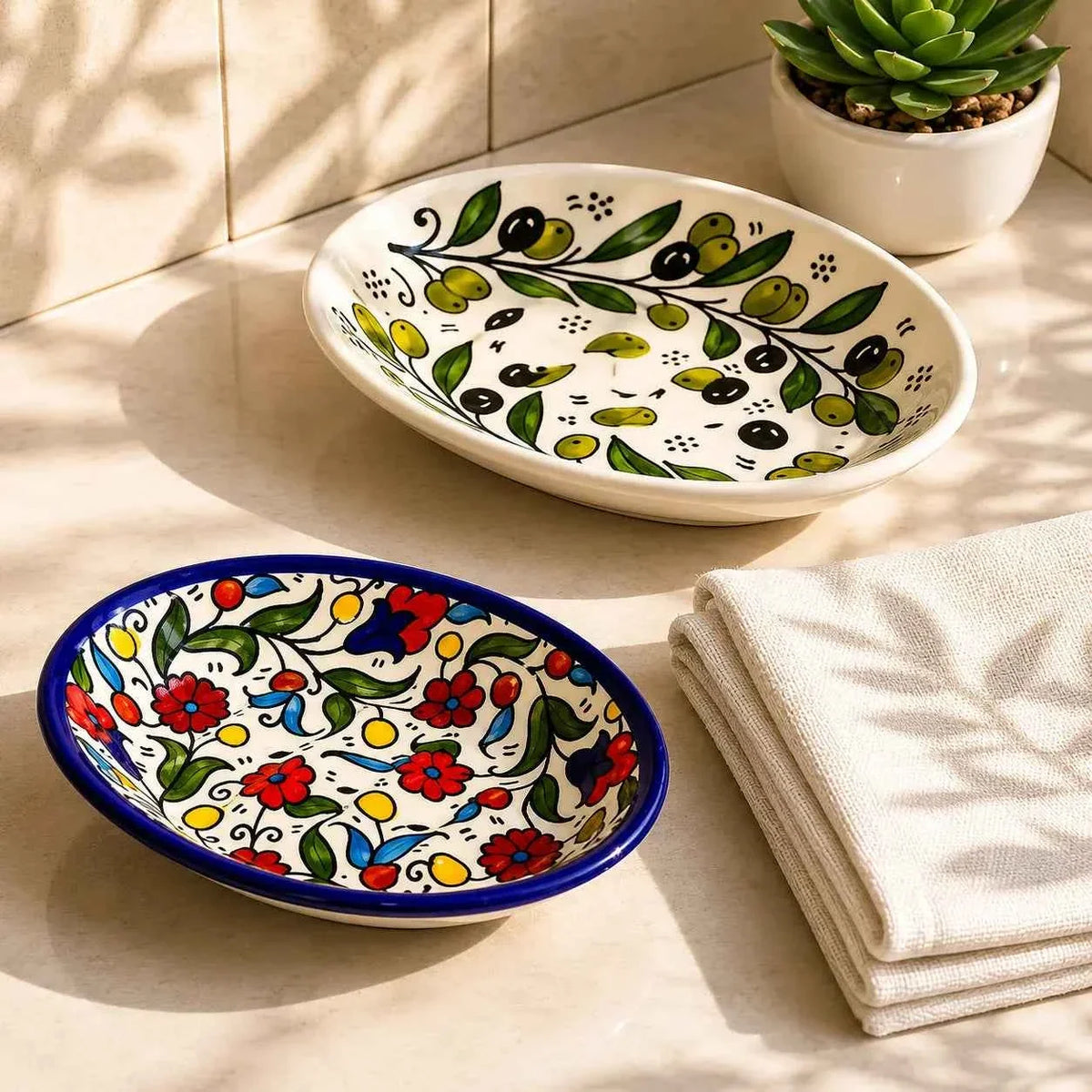 Handmade Ceramic Soap Dish – Draining Soap Holder Tray 4.5 × 5.5 in