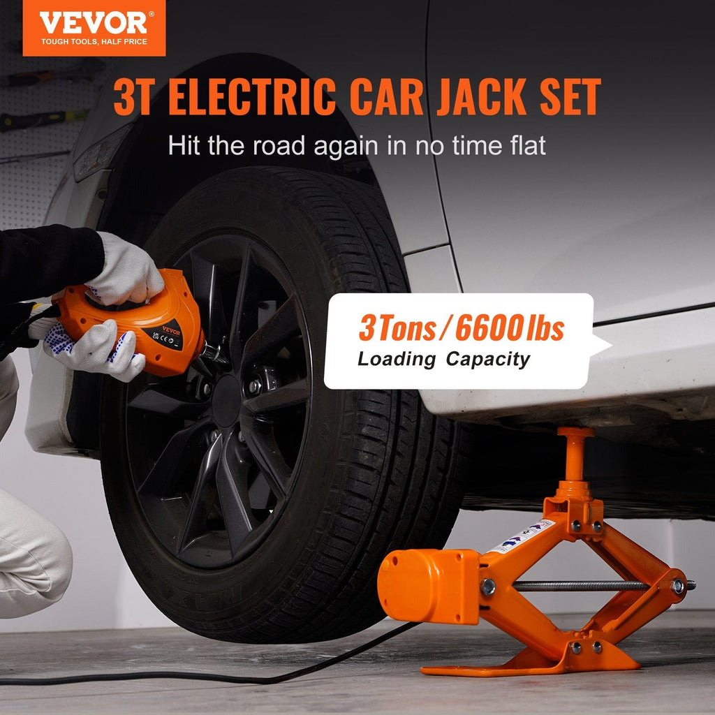 VEVOR Electric Car Jack, 3 Tons  6600 Lbs Scissor Jack With Electric Pear Daisy