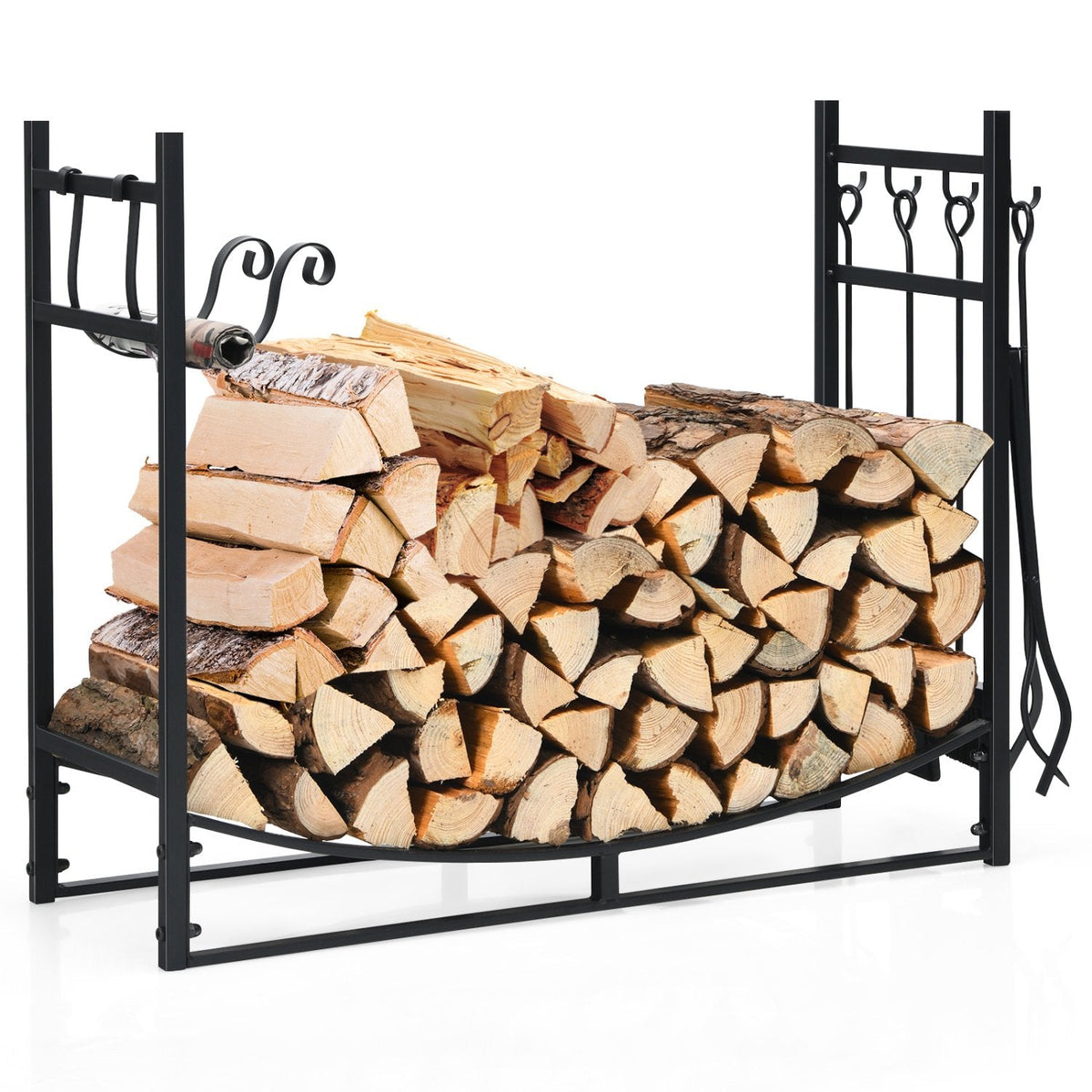 91 cm Kaminholzhalter mit Anzündholzhaltern und Schaufel