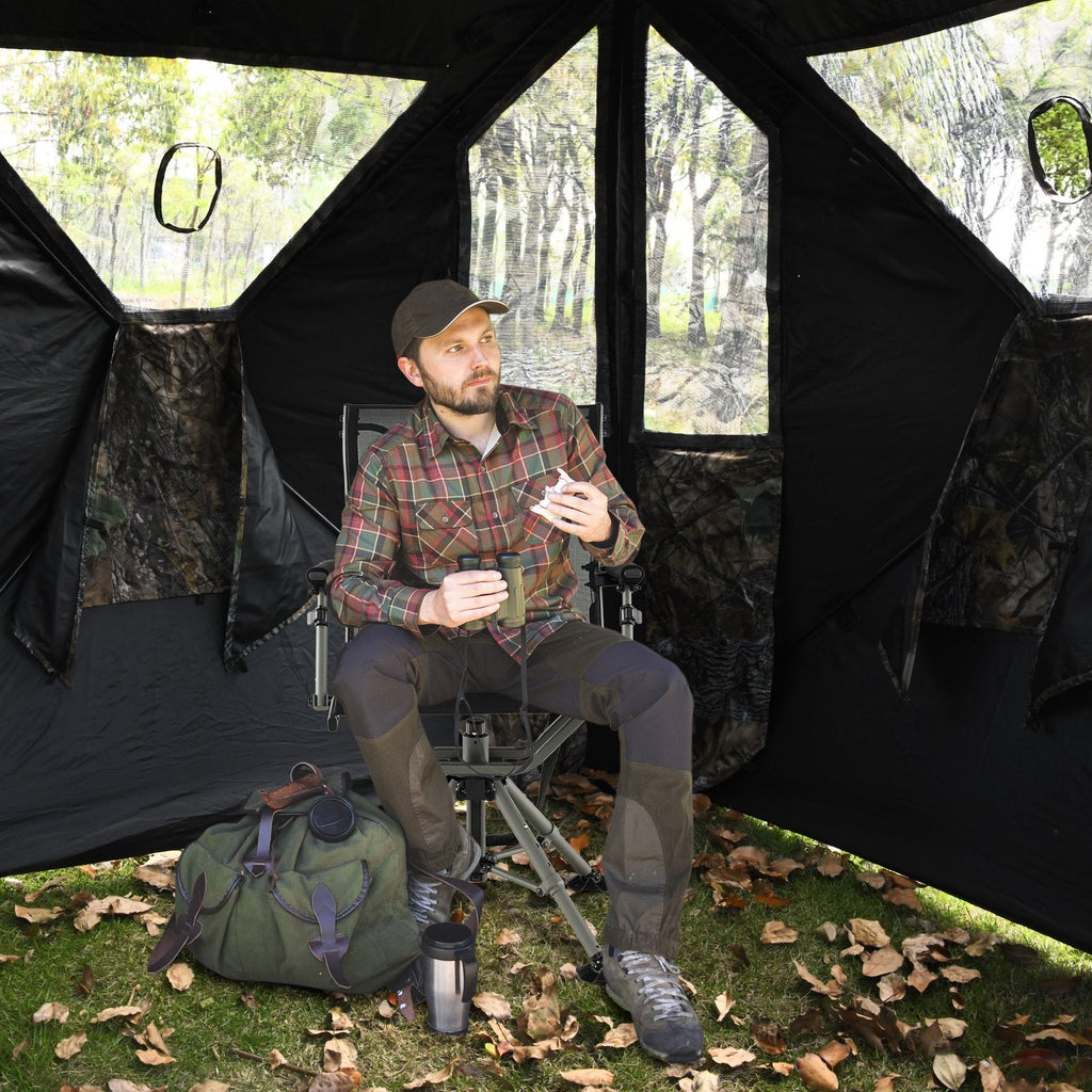 Chaise de chasse pivotante silencieuse à 360 degrés - Noir