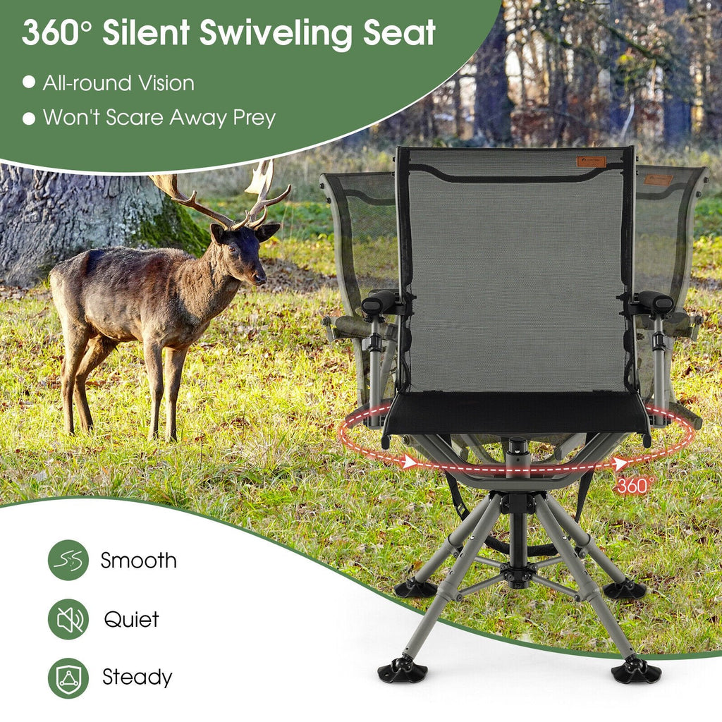 Chaise de chasse pivotante silencieuse à 360 degrés - Noir