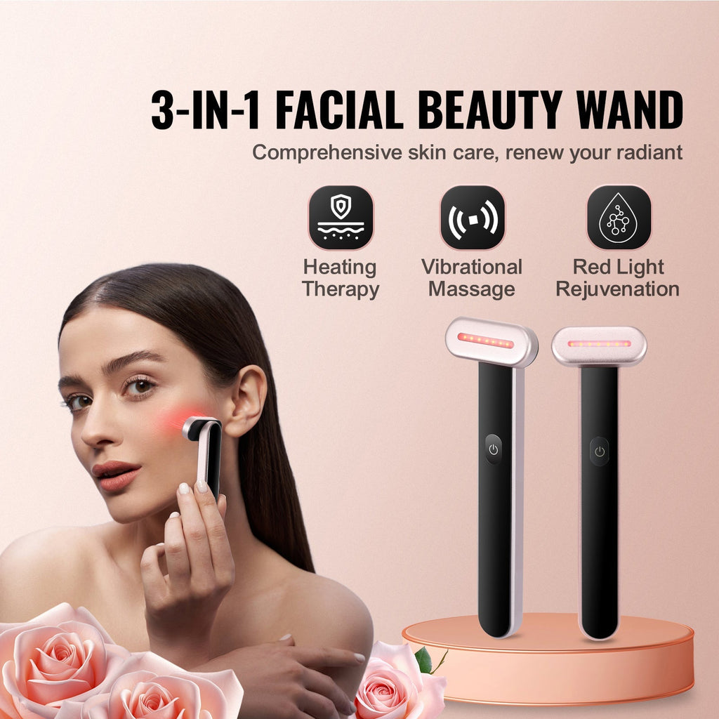 VEVOR Red Light Therapy Wand For Face, 7Color LED Facial Wand Red Green Sir Loin