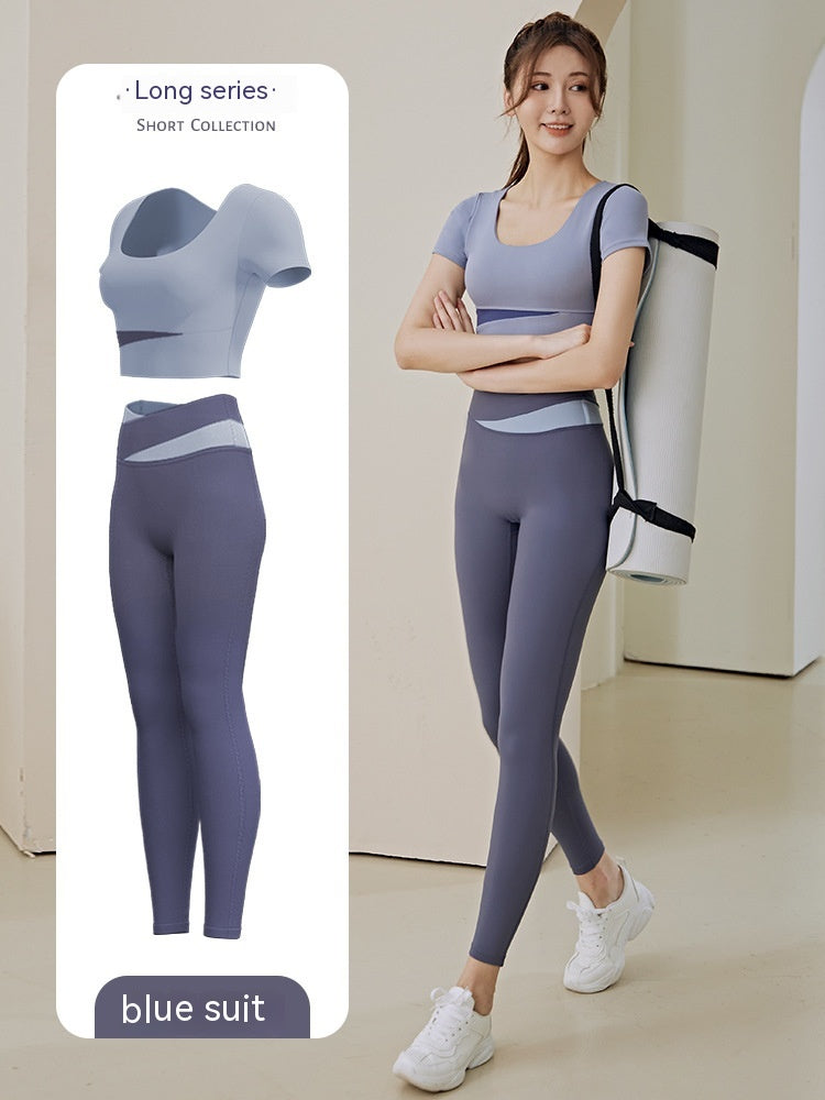 Damen-Einteiliger Trainingsanzug – Oberteil mit Brustpolstern & Hose, Fitness-Sportbekleidung
