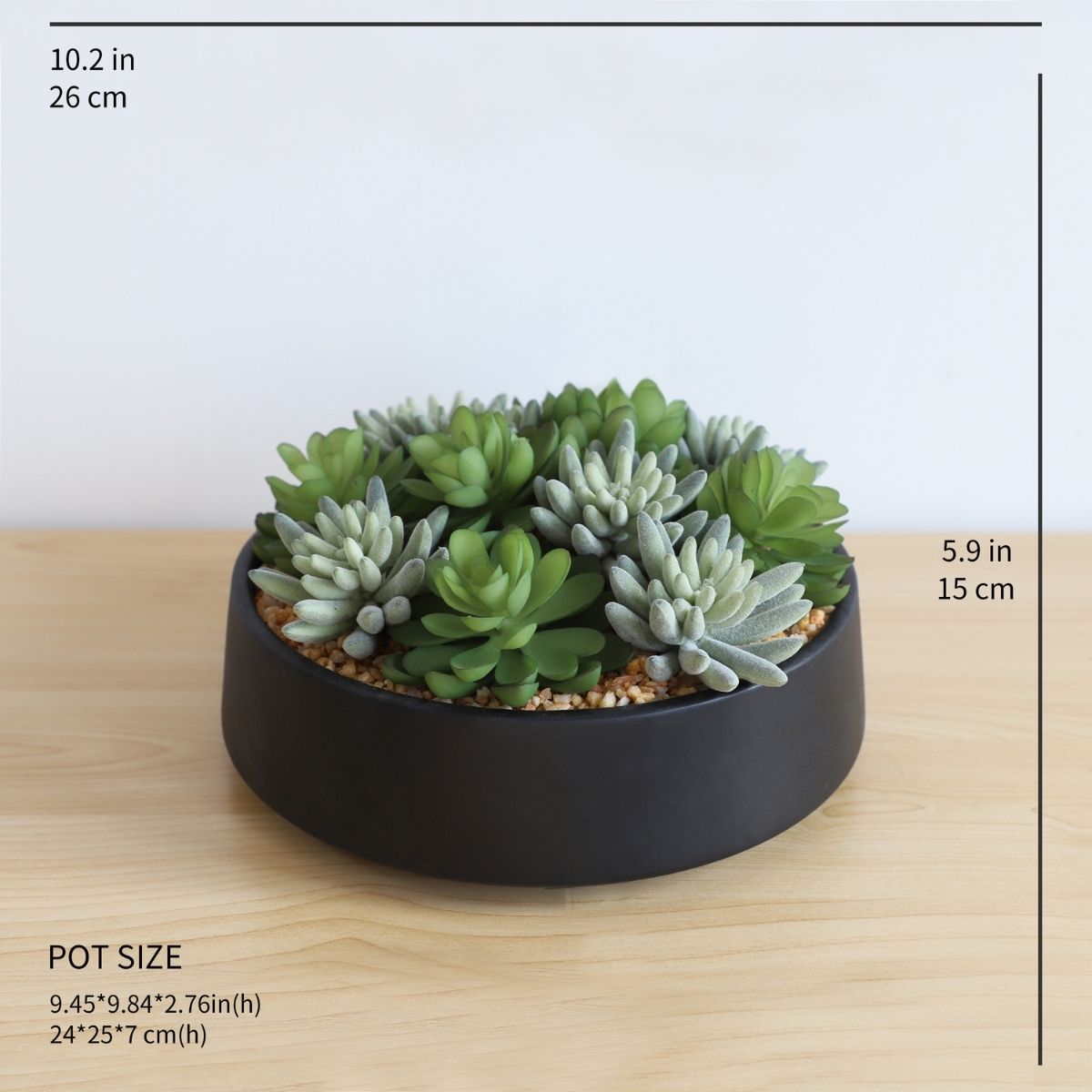 Kae Artificial Succulent Arrangement in Low Black Pot