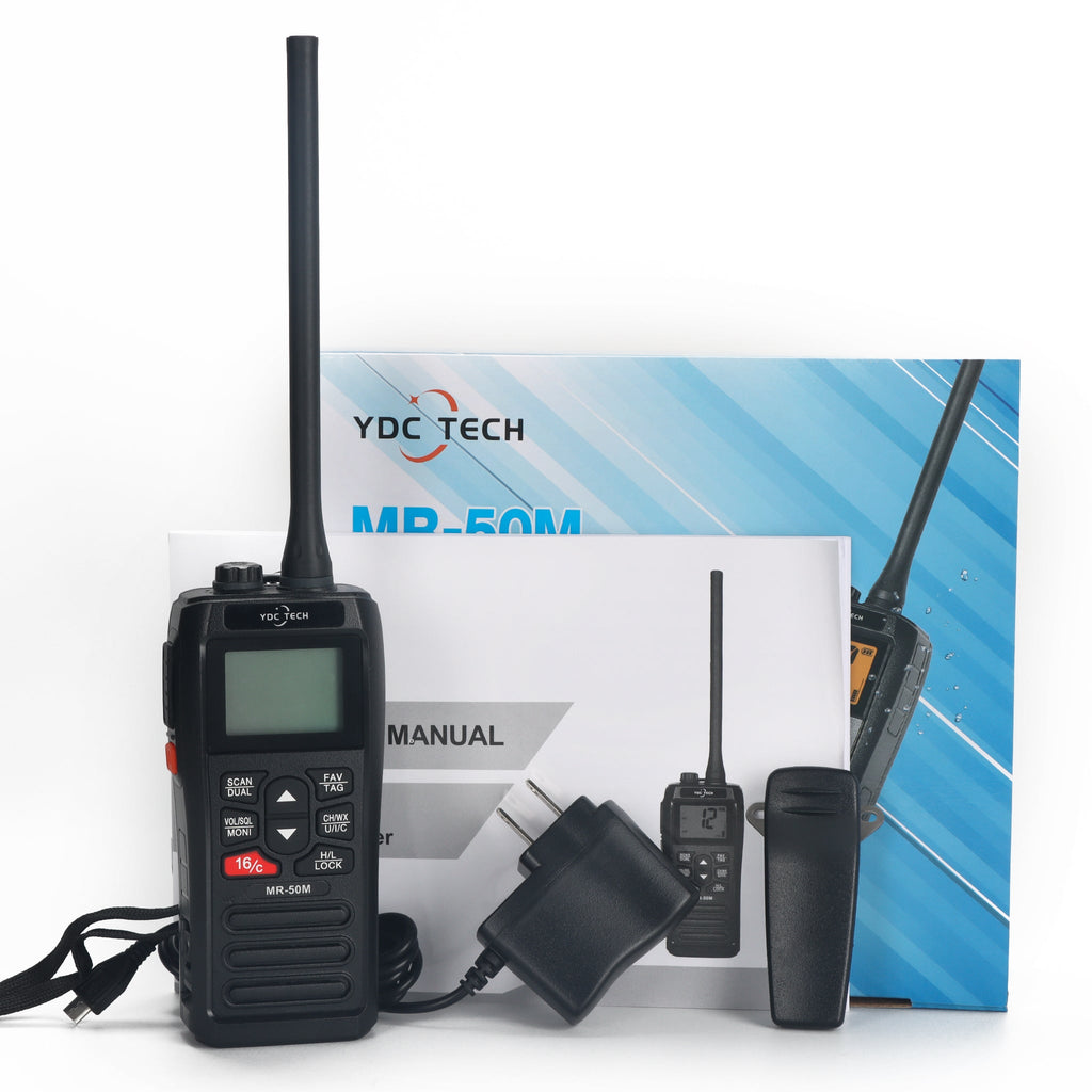 YDC TECH® MR-50M Handheld Waterproof VHF Marine Radio, Long Range, USB Charging, Floating, IPX7 Waterproof
