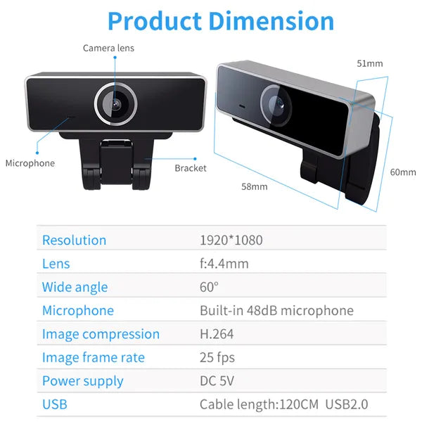 FHD 1080P Webcam USB PC Computer Webcam Auto Focus With Microphone Green Sir Loin