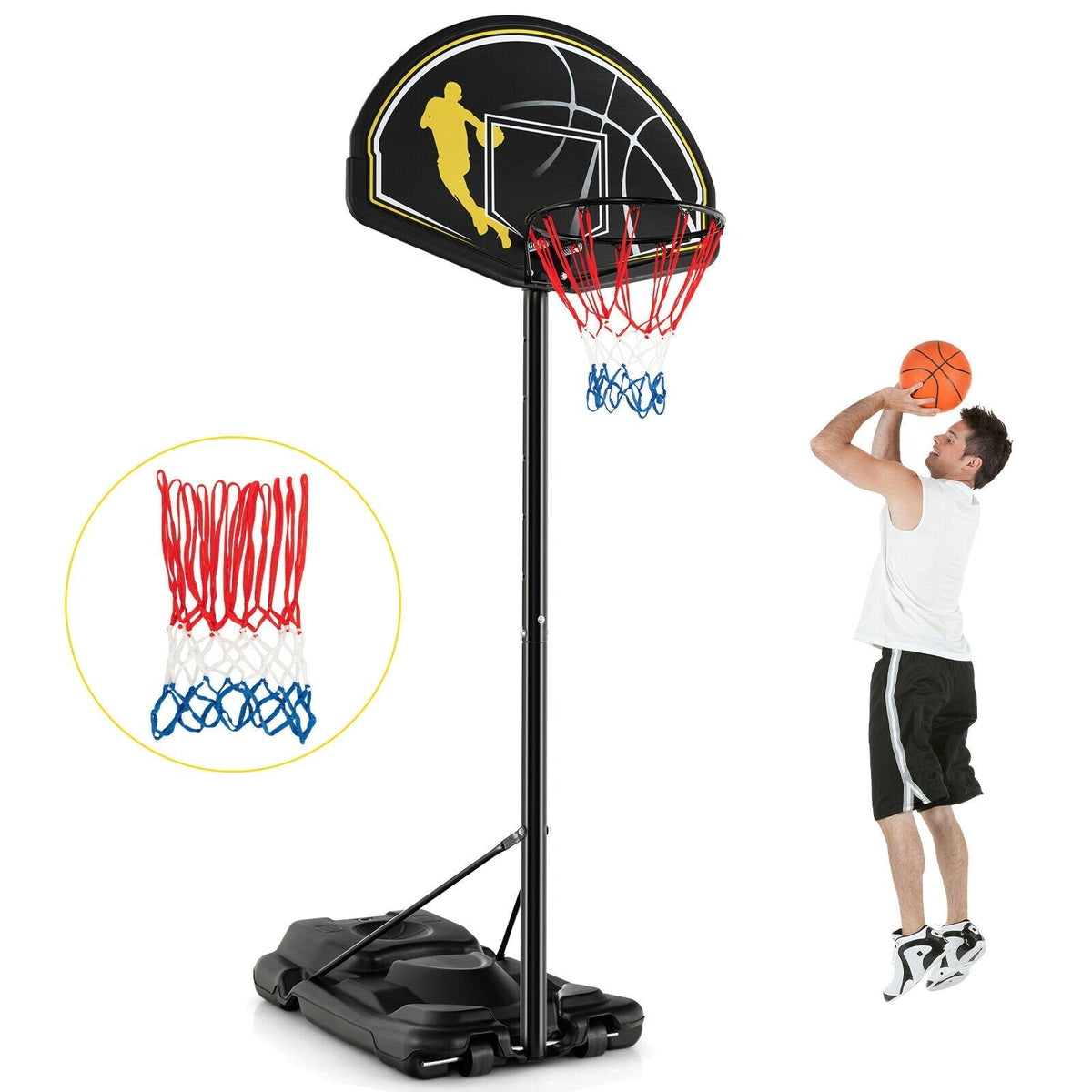 4,25–10 Fuß tragbares, höhenverstellbares Basketballkorb-System