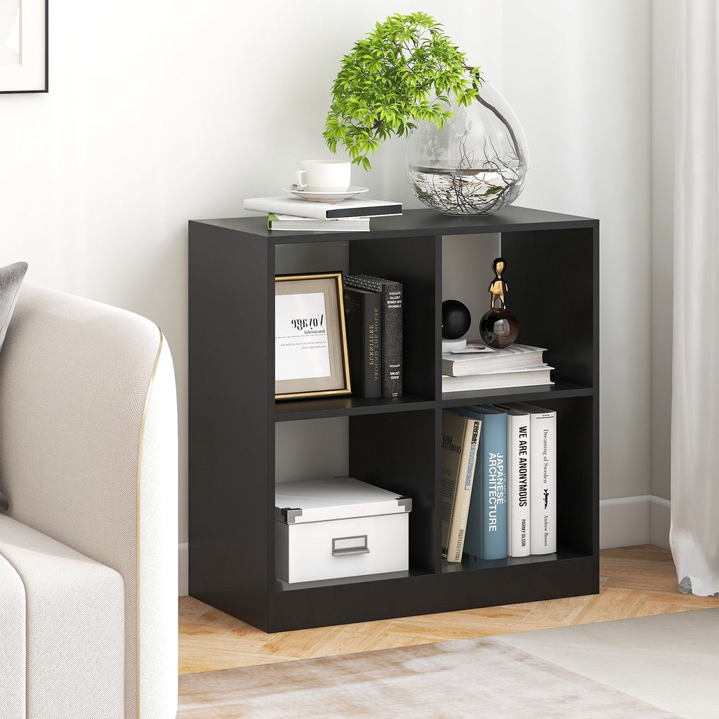 4-Fächer-Kinderbücherregal mit offenen Regalböden – Schwarz