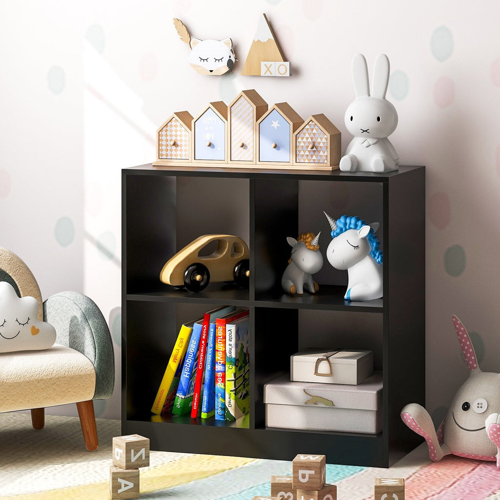 4-Fächer-Kinderbücherregal mit offenen Regalböden – Schwarz