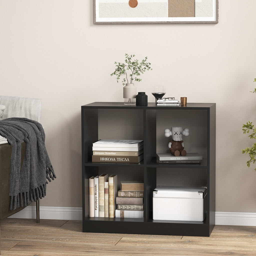 4-Fächer-Kinderbücherregal mit offenen Regalböden – Schwarz