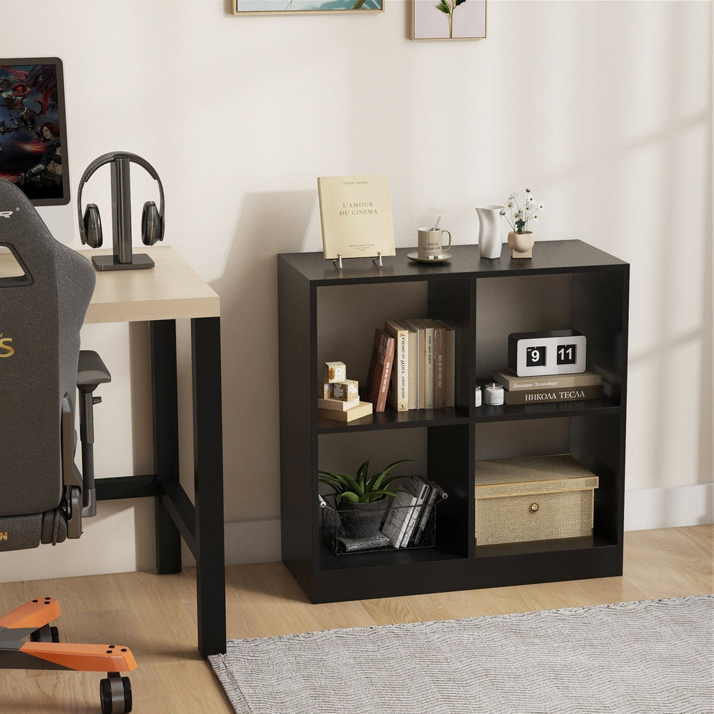 4-Fächer-Kinderbücherregal mit offenen Regalböden – Schwarz