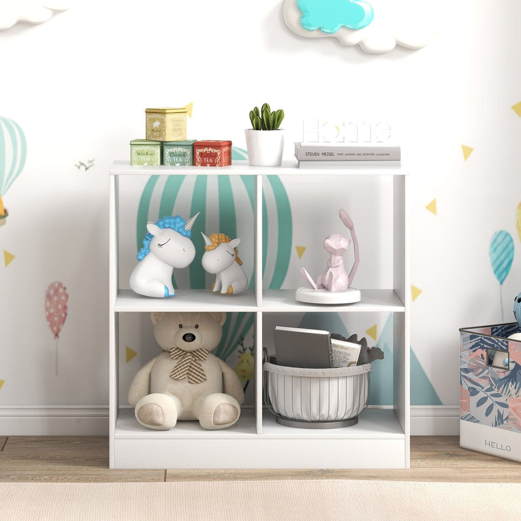 Estantería infantil de 4 cubos con estantes abiertos - Blanco