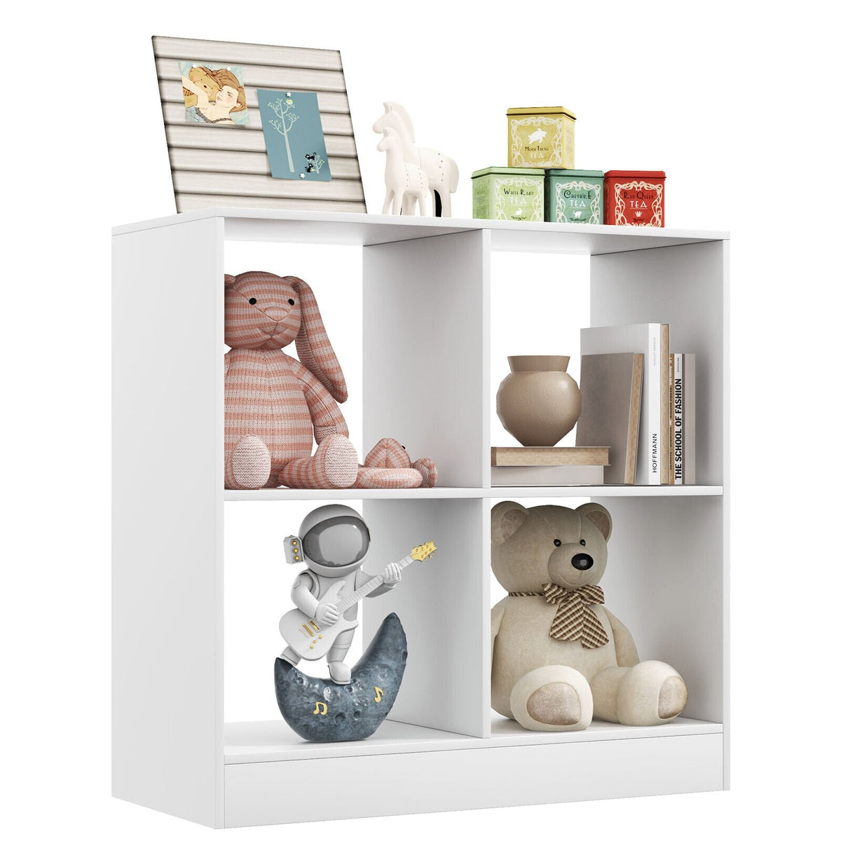 Estantería infantil de 4 cubos con estantes abiertos - Blanco