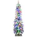 120 cm (4 FT) schlanker, vorbeleuchteter, schneebedeckter Weihnachtsbaum (Pencil-Form) mit 100 LEDs, 11 Modi und Timer