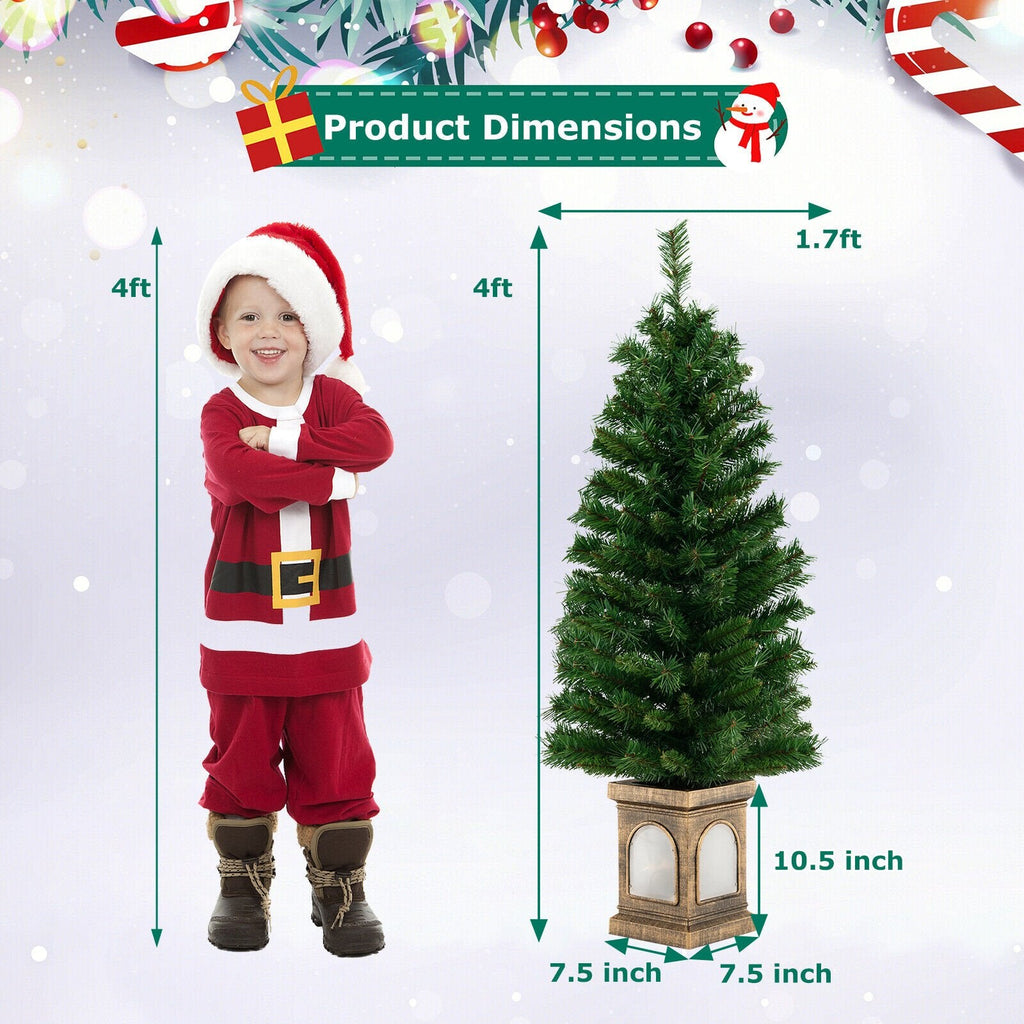 Sapin de Noël pré-éclairé en pot de 1,2 m avec 100 LED blanc chaud, télécommande, minuterie et base lumineuse en forme d’urne