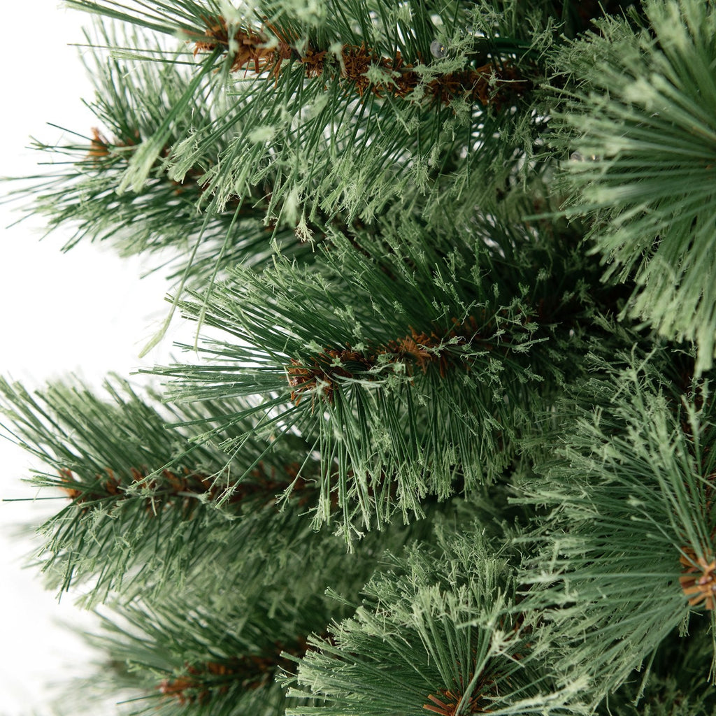 Sapin de Noël en pot de 4 pi (1,2 m) à aiguilles de pin, pré-illuminé avec 100 lumières DEL blanc chaud, télécommande et urne lumineuse