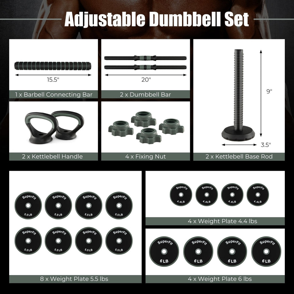 4-in-1 verstellbares Kurzhantel-Set – Schwarz