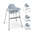 Chaise haute bébé convertible 4 en 1 avec double plateau amovible-Gris