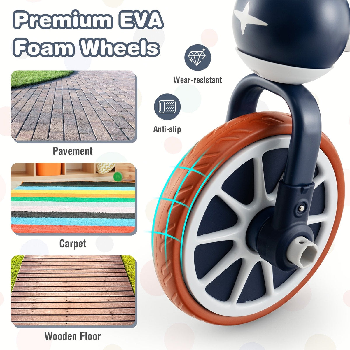 Tricycle évolutif 4-en-1 avec poignée parentale réglable et hauteur d'assise ajustable-Bleu marine
