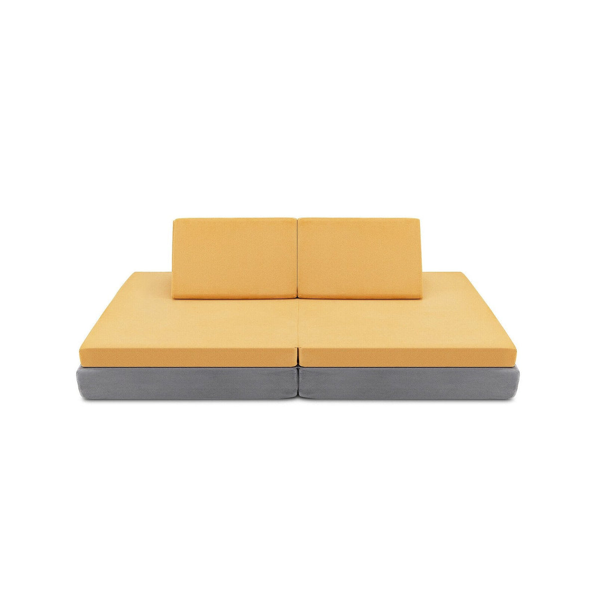 Ensemble de canapé convertible pour enfants 4 pièces avec 2 tapis pliables - Jaune