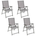 Juego de 4 sillas plegables de patio con estructura de metal inoxidable - Gris