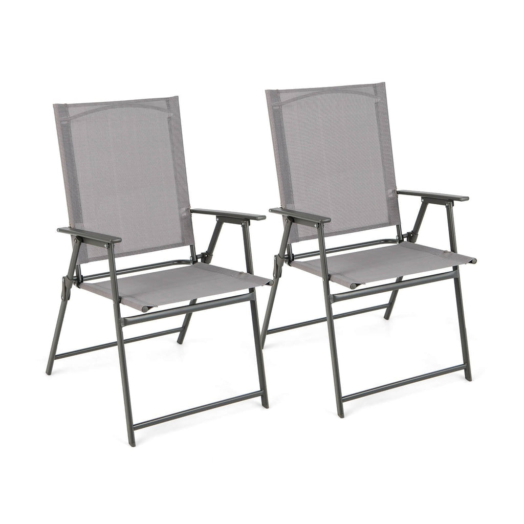 Juego de 4 sillas plegables de patio con estructura de metal inoxidable - Gris