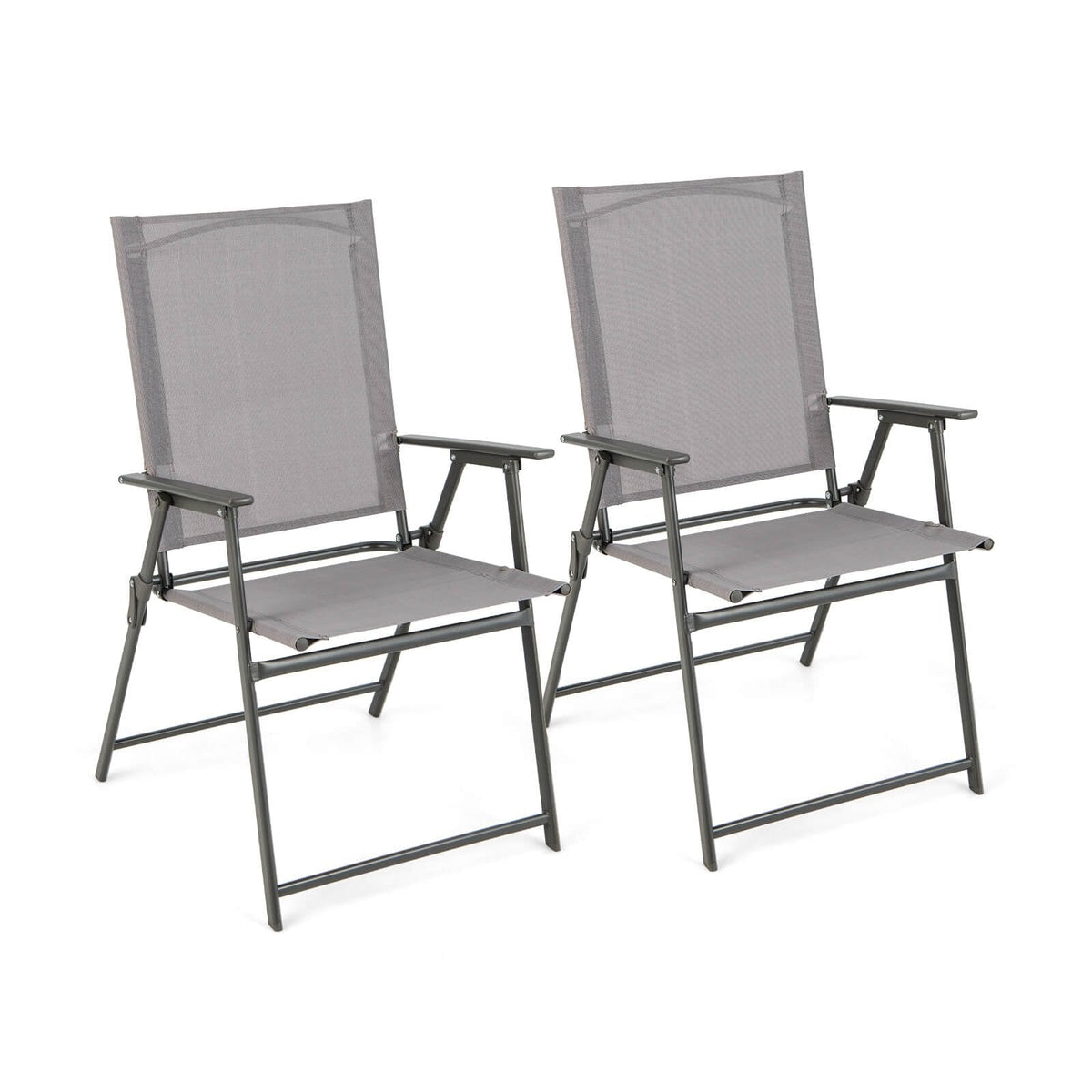 Juego de 4 sillas plegables de patio con estructura de metal inoxidable - Gris