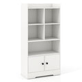 Bücherregal mit 4 Fächern und einem zweitürigen Schrank, weiß