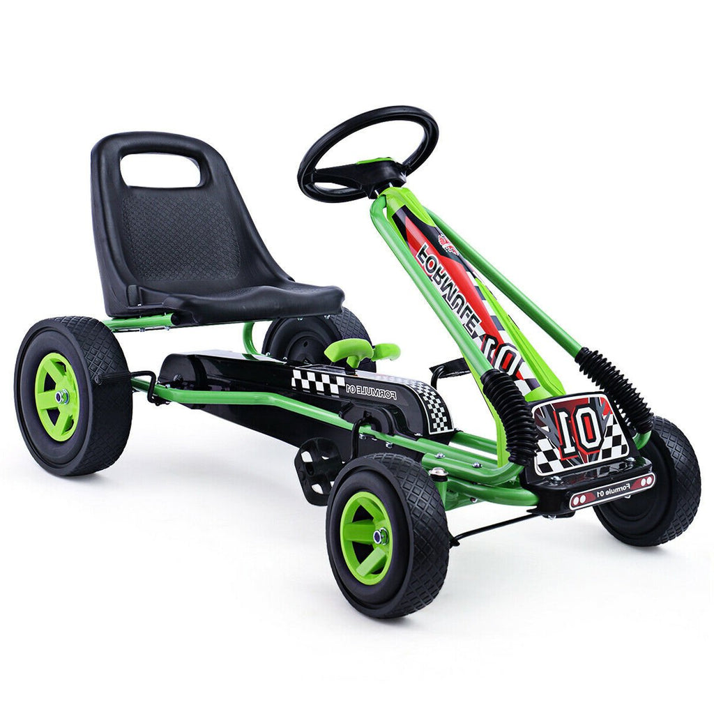Kart à pédales 4 roues pour enfants - Voiture de course - Jouet d'extérieur - Vert