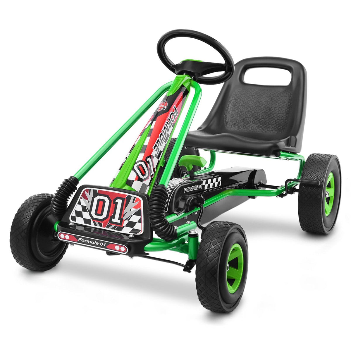 Kart à pédales 4 roues pour enfants - Voiture de course - Jouet d'extérieur - Vert