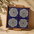 Handmade Palestinian Ceramic Serving Tray – Square Platter 12 × 12 in