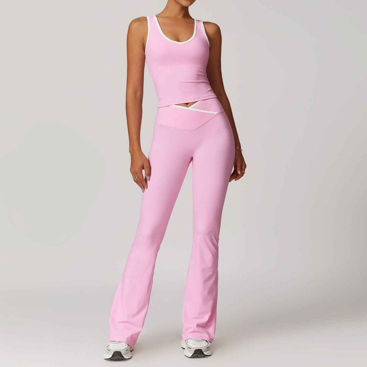 Damen-Sportweste mit Kontrastfarben und V-Ausschnitt – Sexy, eng anliegendes Workout-Set