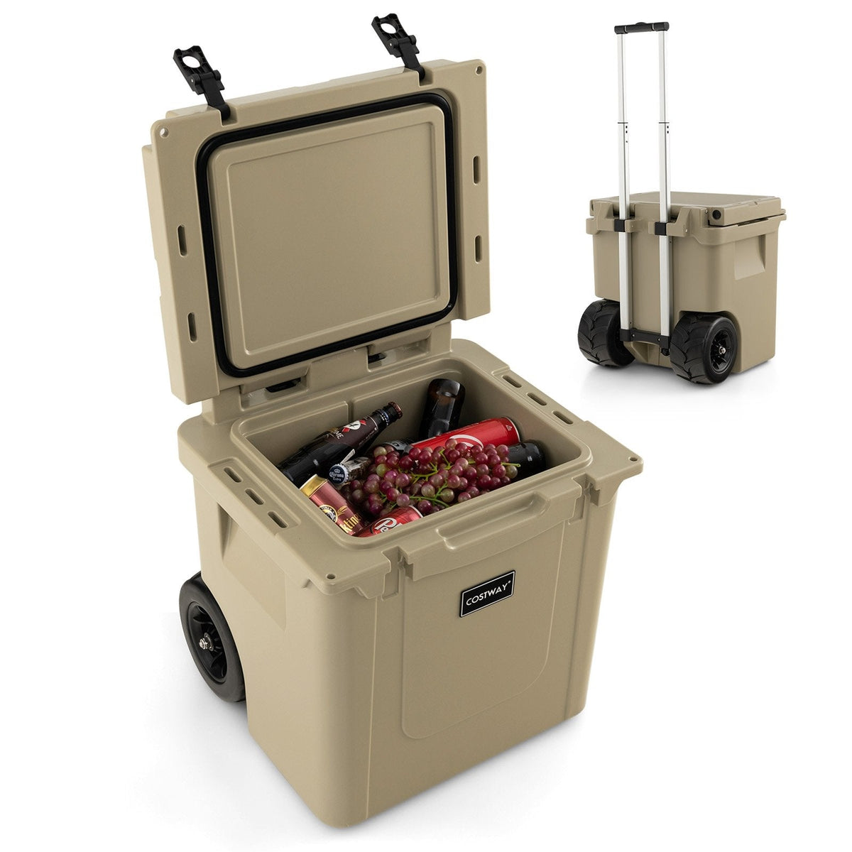 45 Quart fahrbare Kühlbox – Braun