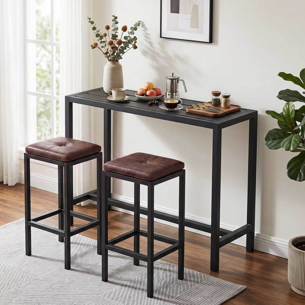 Mesa de bar para exteriores de 48/55 pulgadas con superficie impermeable y estructura de metal resistente