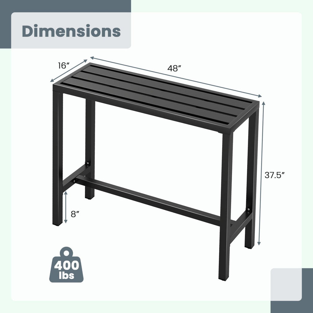 Mesa de bar para exteriores de 48/55 pulgadas con superficie impermeable y estructura de metal resistente