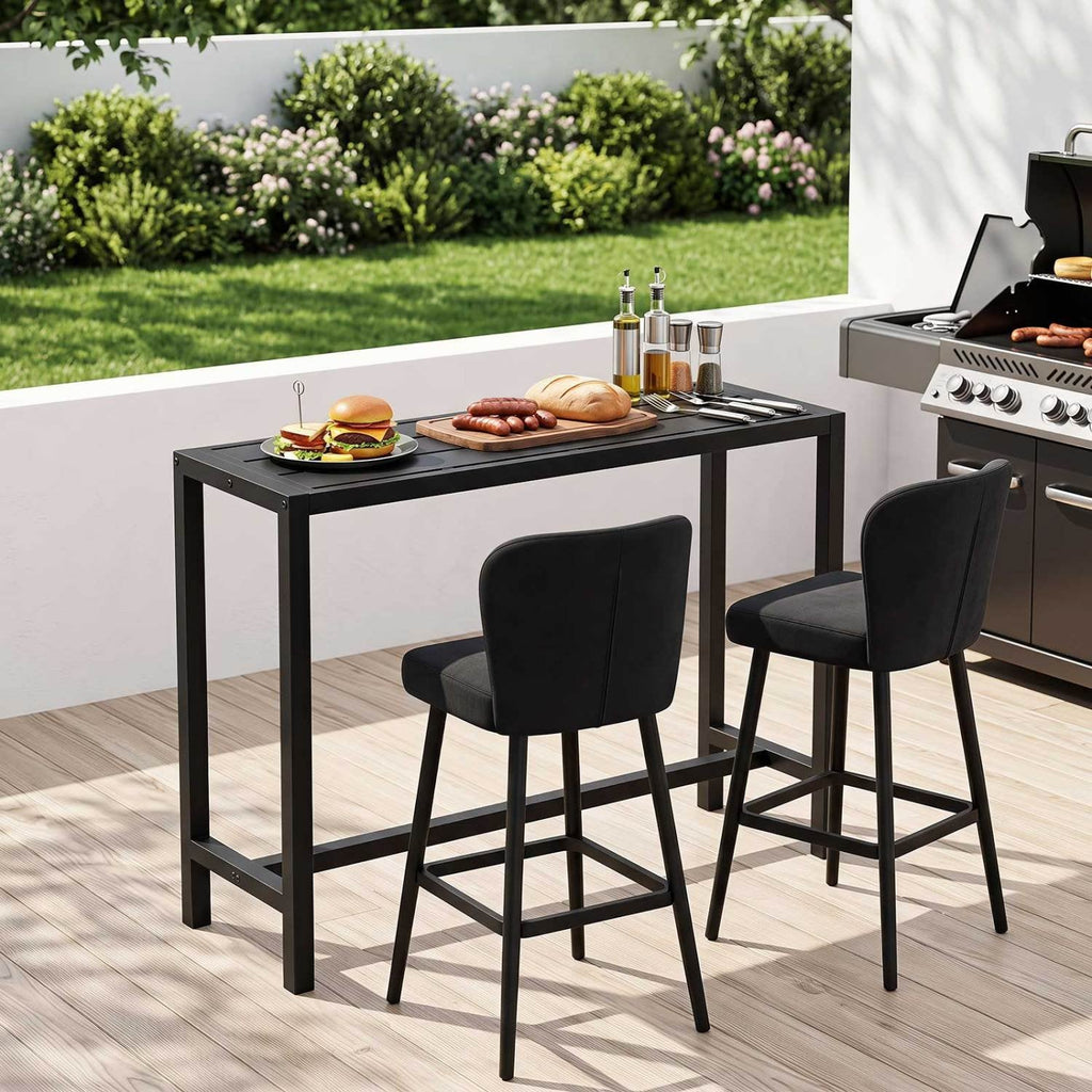 Mesa de bar para exteriores de 48/55 pulgadas con superficie impermeable y estructura de metal resistente
