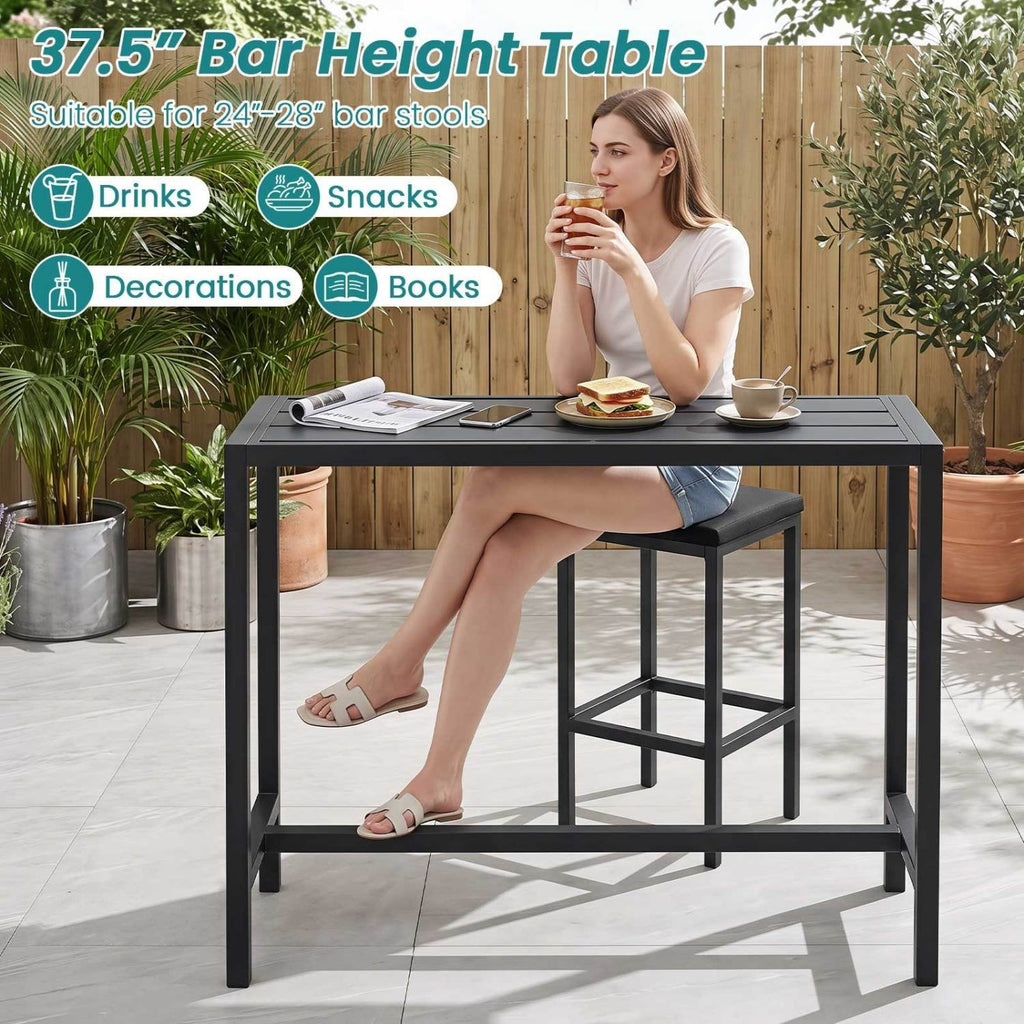 Mesa de bar para exteriores de 48/55 pulgadas con superficie impermeable y estructura de metal resistente