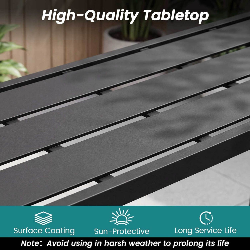 Mesa de bar para exteriores de 48/55 pulgadas con superficie impermeable y estructura de metal resistente