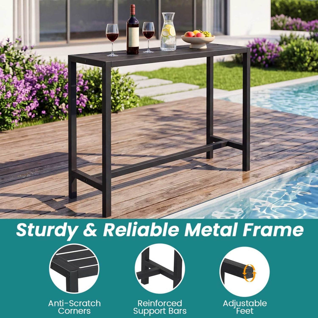 Mesa de bar para exteriores de 48/55 pulgadas con superficie impermeable y estructura de metal resistente