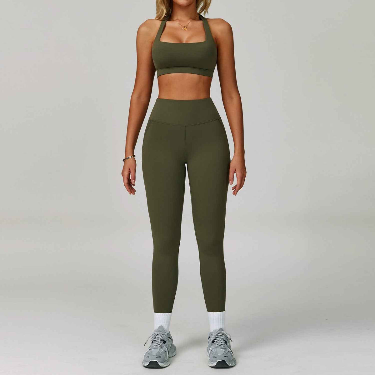 Rückenfreies Neckholder-Yoga-Set für Damen – Eng anliegende, schnelltrocknende Sportbekleidung