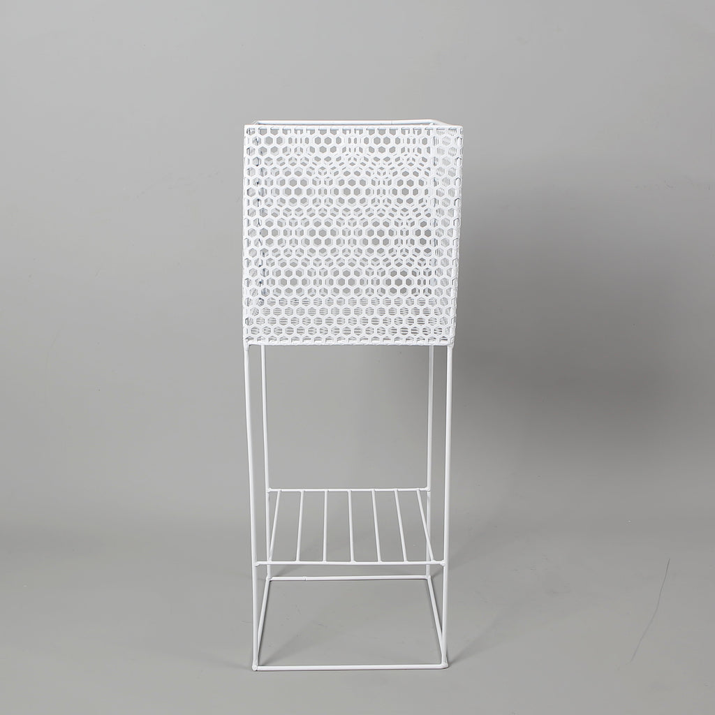 Salma White Raised Metal Pot Planter 2.3’
