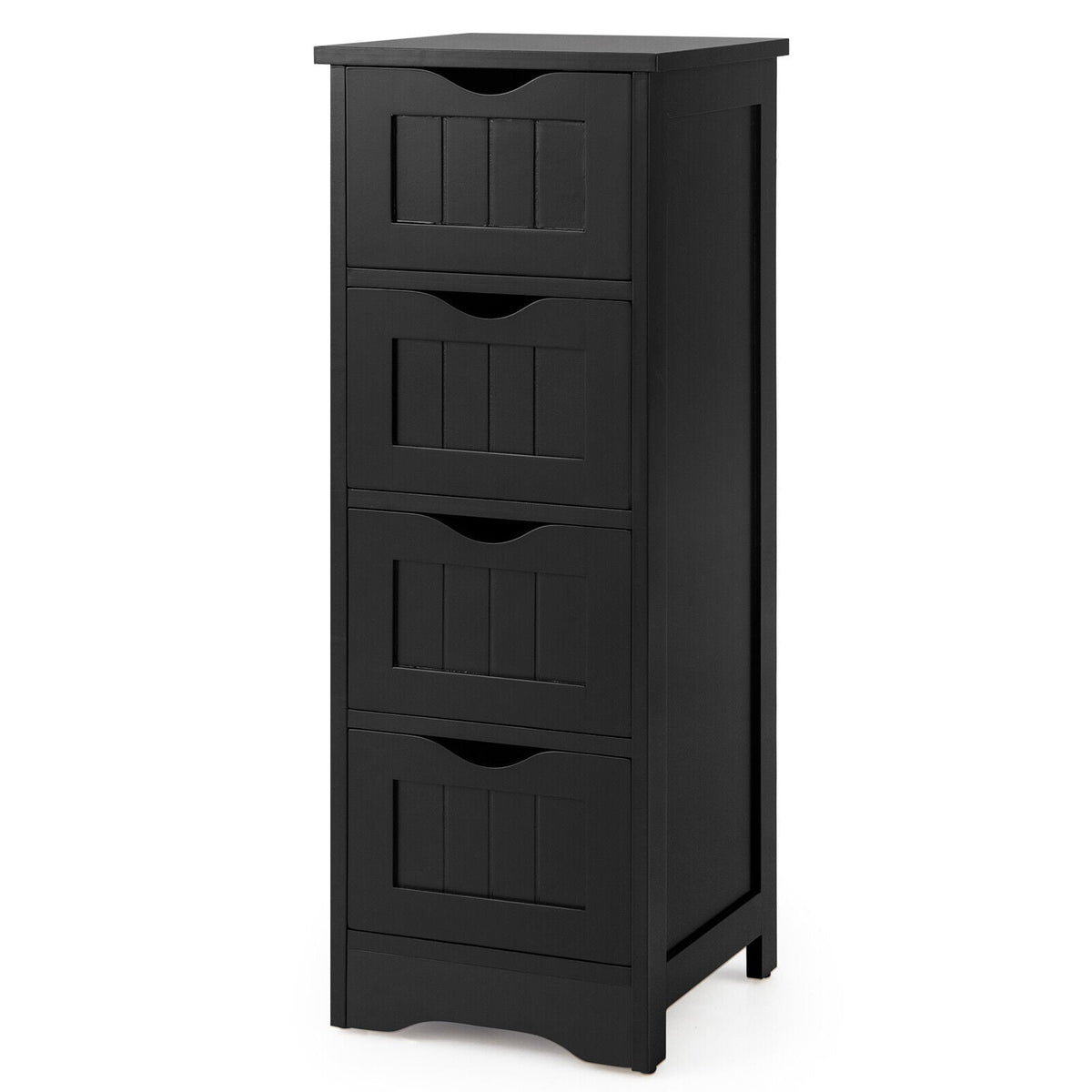 4-Drawer Freestanding Floor Cabinet with Anti-Toppling Device-Black