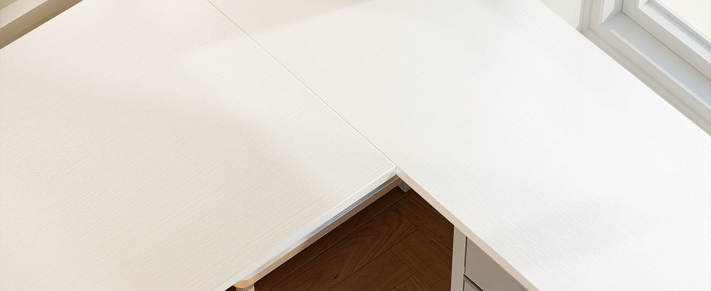 Colehome Corner desk with 4 Drawers, Reversible desk with Home Office Storage, 135 × 100 cm Bianco