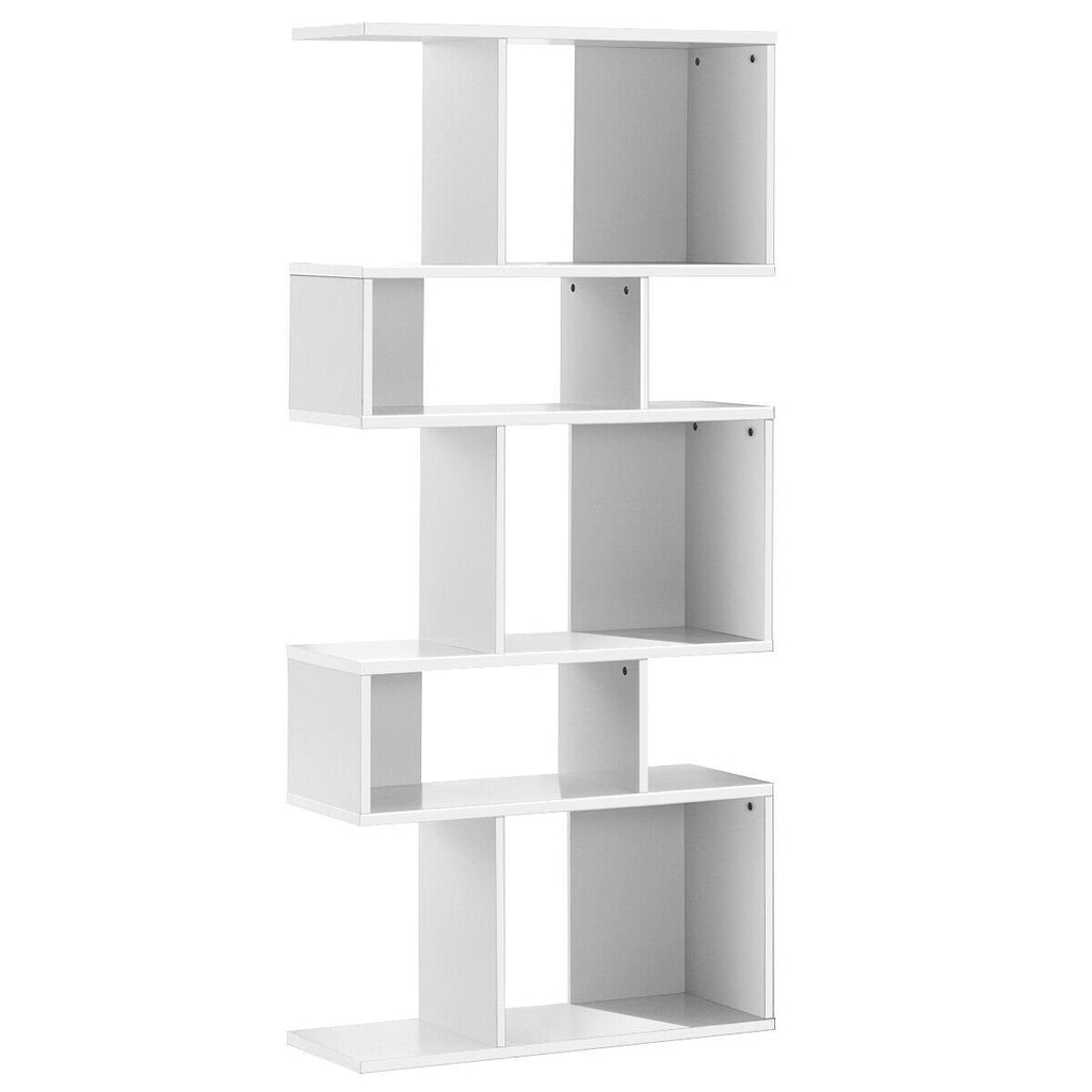 Estantería escalera de 5 cubos y expositor de esquina, blanco