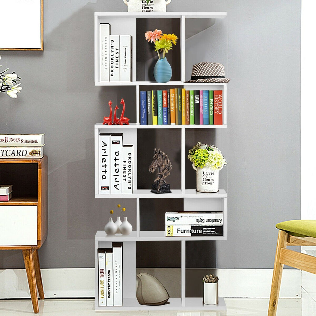 Estantería escalera de 5 cubos y expositor de esquina, blanco