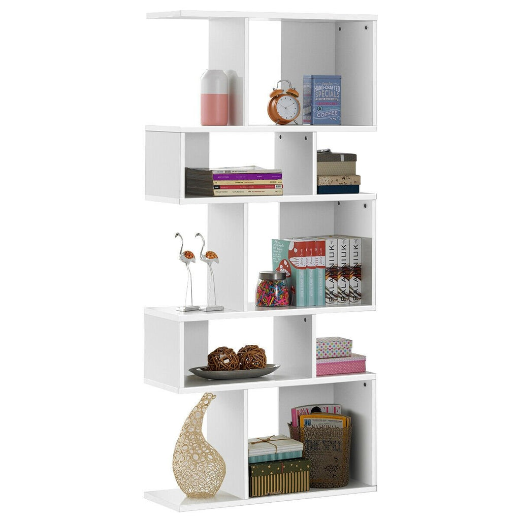 Estantería escalera de 5 cubos y expositor de esquina, blanco