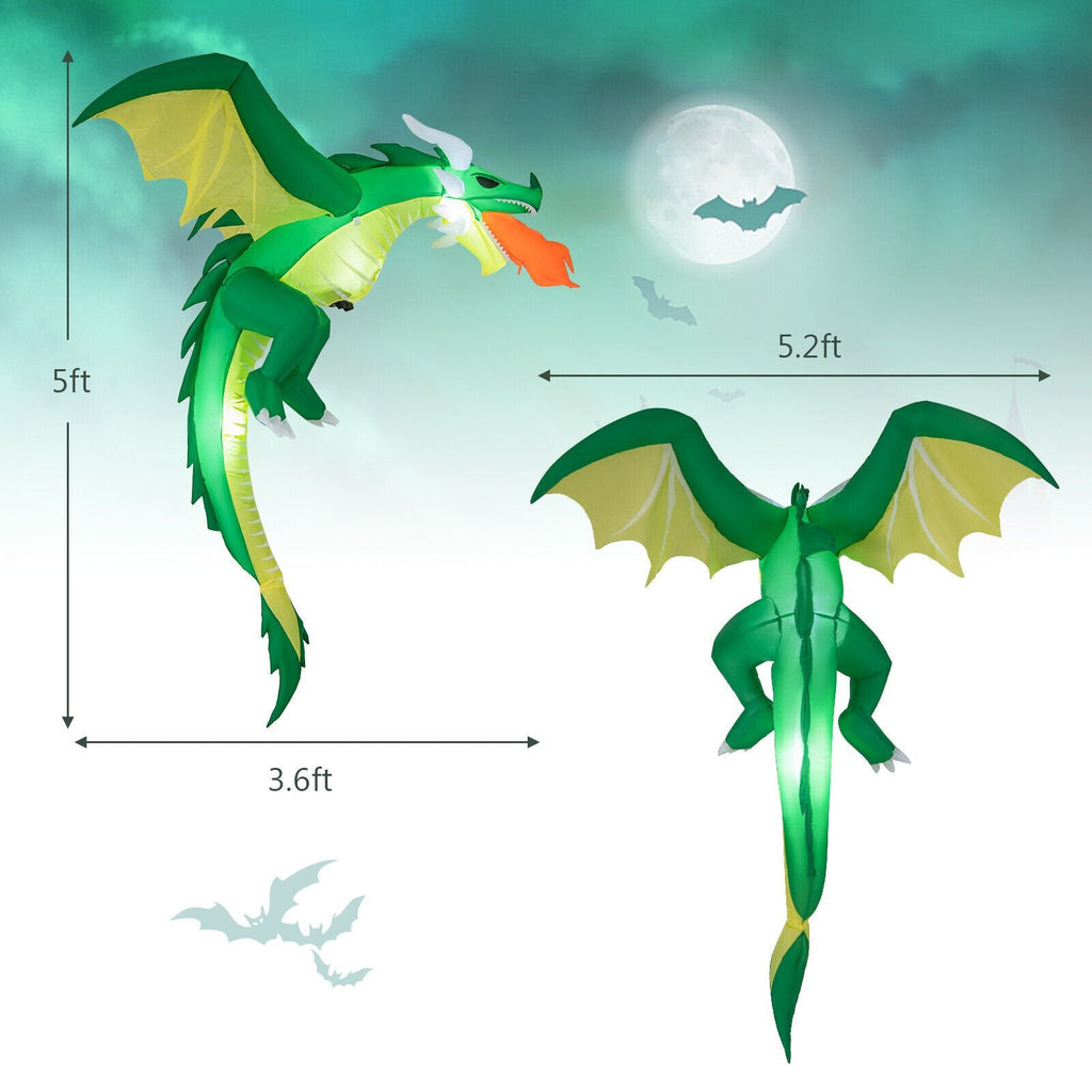Dragon gonflable suspendu d'Halloween de 5 pieds