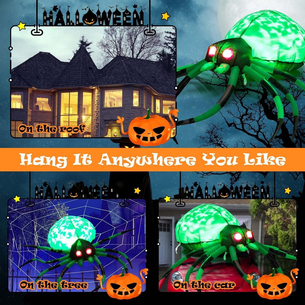 Araignée d'Halloween gonflable effrayante de 1,52 m de long avec toile d'araignée et LED
