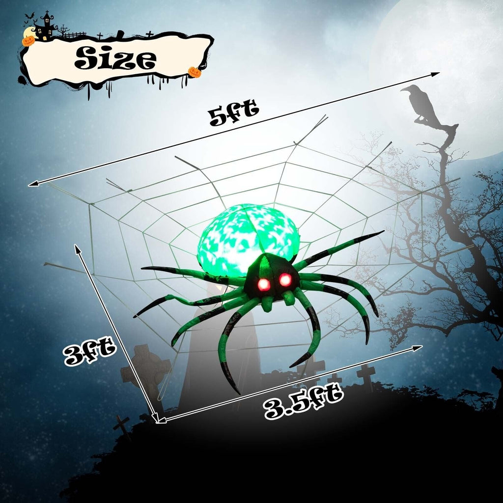 Araignée d'Halloween gonflable effrayante de 1,52 m de long avec toile d'araignée et LED