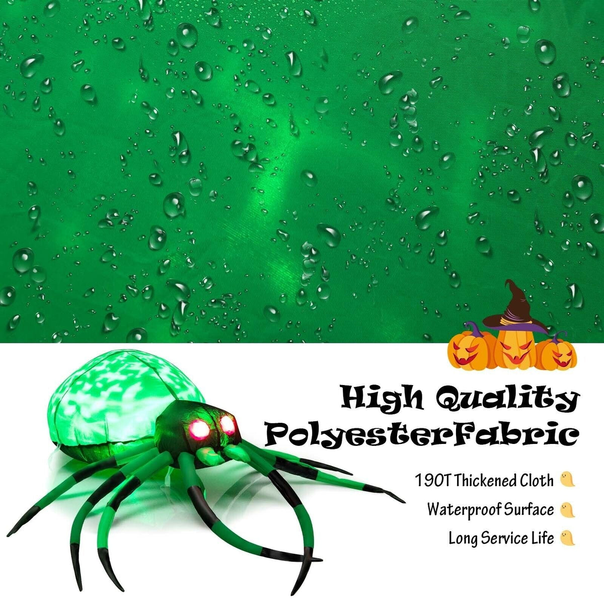 Araignée d'Halloween gonflable effrayante de 1,52 m de long avec toile d'araignée et LED